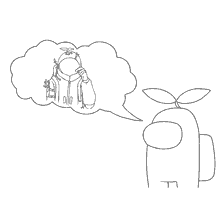 pagina da colorare: Il carattere Come con i pensieri su un'avventura spaziale