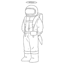 pagina da colorare: Tra As: colorante astronauta con alo