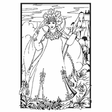 coloring page: Coloring of the Princess-Swan on the fairy tale of Alexander Pushkin
