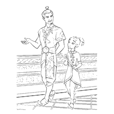 pagina da colorare: Raya e suo padre, personaggi del cartone animato Raya e l'Ultimo Dragon