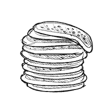 Malseite: Zeichnen eines Stapel von Pfannkuchen für den Urlaub Maslenitsa