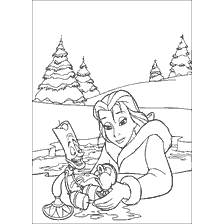 pagina da colorare: Belle salva Lumier e Cogsworth dall'acqua