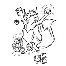 coloring page: Drawing a squirrel joyfully holding nuts and precious stones