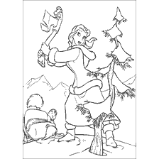pagina da colorare: Personaggi dalla bellezza e la bestia con un albero di Natale nel bosco