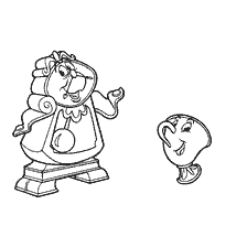 pagina da colorare: Pittura per Butler Cogsworth e Chip da bellezza e la bestia