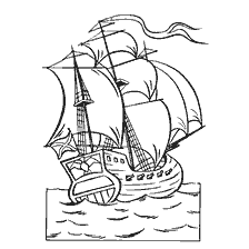 coloring page: Coloring the ship of merchants from fairy tales of Alexander Sergeyevich Pushkin
