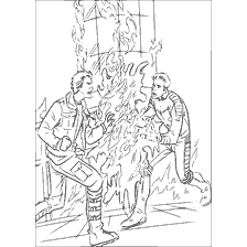 pagina da colorare: X-Men con personaggi che usano ghiaccio e fuoco.