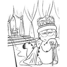 pagina da colorare: Colorare Garfield nella veste reale e corona