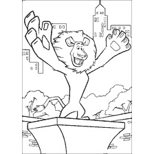 pagina da colorare: Madagascar come Alex, un leone sorridente con gambe rialzate
