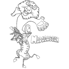 pagina da colorare: Personaggi disegnati da Marty e Alex dal Madagascar