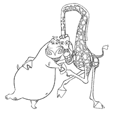 pagina da colorare: Colorazione di Gloria e Melman dal Madagascar