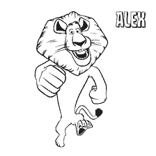 pagina da colorare: Colorazione con Lion Alex dal Madagascar