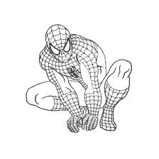pagina da colorare: Spider-Man in una posizione di disponibilit&agrave; a saltare