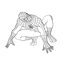 pagina da colorare: Colorare Spider-Man in una posizione dinamica