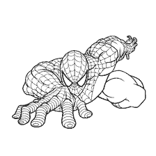 pagina da colorare: Spider-Man in una posa di combattimento per la colorazione