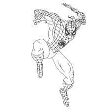pagina da colorare: Colorare Spider-Man in posizione di azione