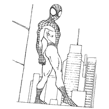 pagina da colorare: Spider-Man &egrave; sullo sfondo della citt&agrave;