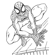 pagina da colorare: Colorare Spider-Man in una posa di attacco