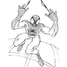 pagina da colorare: Colorare Spider-Man in una posizione dinamica