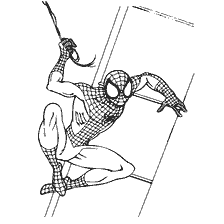 pagina da colorare: Ragno-uomo in una posizione che tiene una corda