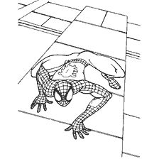 pagina da colorare: Un disegno di Spider-Man arrampica un muro
