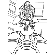 pagina da colorare: Spider-Man siede su una palla