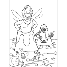 coloriage: Fée Marraine avec des problèmes dans l'atelier