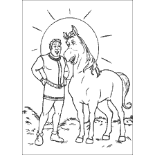 coloriage: Coloration Shrek avec un Cheval
