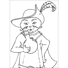 coloriage: Chat dans les bottes et la bouteille