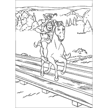 coloriage: Shrek et Cat sur la route