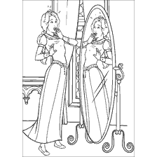 coloriage: Couleur Princesse Fiona devant le miroir