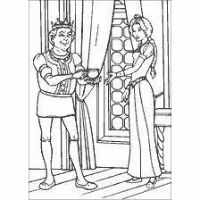 coloriage: Dessin de Shrek avec papa et tasse à thé sur colorier livre