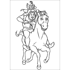 coloriage: La peinture de Shrek à cheval avec Fiona