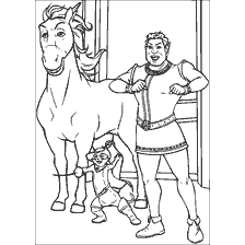 coloriage: Coloriage Shrek avec des héros à l'intérieur du château