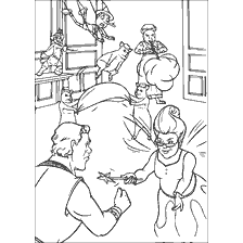 coloriage: Shrek de coloration: Une scène avec une fée et des personnages divers