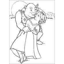 coloriage: Coloration Shrek et Fiona dans une pose romantique