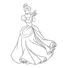 coloriage: Cendrillon avec une chaussure en cristal