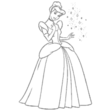 coloriage: Cendrillon dans une belle robe de coloration