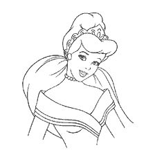 coloriage: Cendrillon en costume, prêt pour la balle