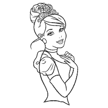 coloriage: Cendrillon dans une robe de coloration luxueuse