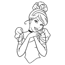 coloriage: Coloriage Cendrillon dans une belle robe avec coiffure