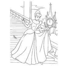 coloriage: Cendrillon qui a perdu sa chaussure dans les escaliers