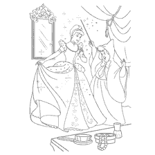 coloriage: Colorer Cendrillon avec une bonne fée, créer une nouvelle tenue