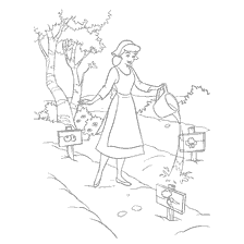 coloriage: Cendrillon arrose le jardin d'arrosage du leuka