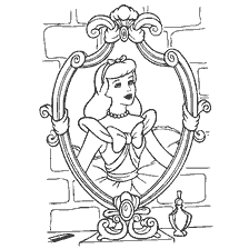 coloriage: Image de Cendrillon regardant dans le miroir