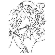 coloriage: Des sœurs sales détruisent la robe de Cendrillon
