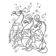 coloriage: Coloriage Cendrillon - chevaux tournés de citrouille