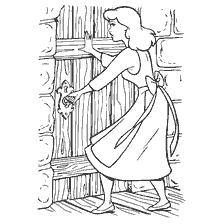 coloriage: Cendrillon tire la porte derrière elle