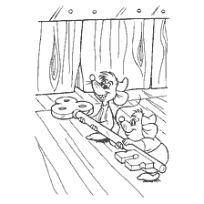 coloriage: Souris avec clé essayant d'aider Cendrillon