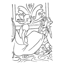 coloriage: Coloriage Cendrillon, où ses sœurs mesurent la chaussure